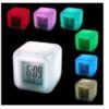Cube Square Plastc 7 Color Changng Glowng LED Dgtal Alarm Desk Clock