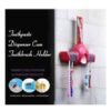 Whsq Toothpaste Dspenser Set wth Super Stcky Pad Wall Mounted Plastc Toothbrush Holder